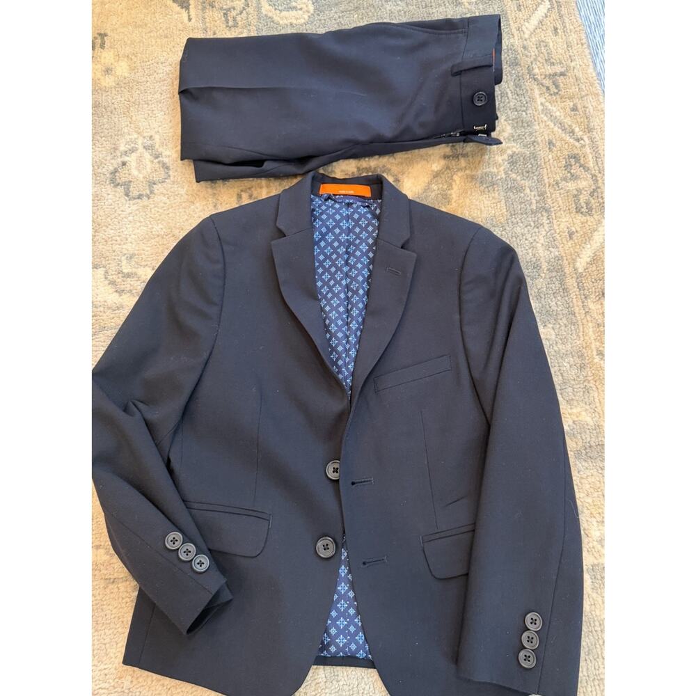 Tallia Boys 2 Piece Navy Blue Suit Wool Blend Sz 7 NEW $176